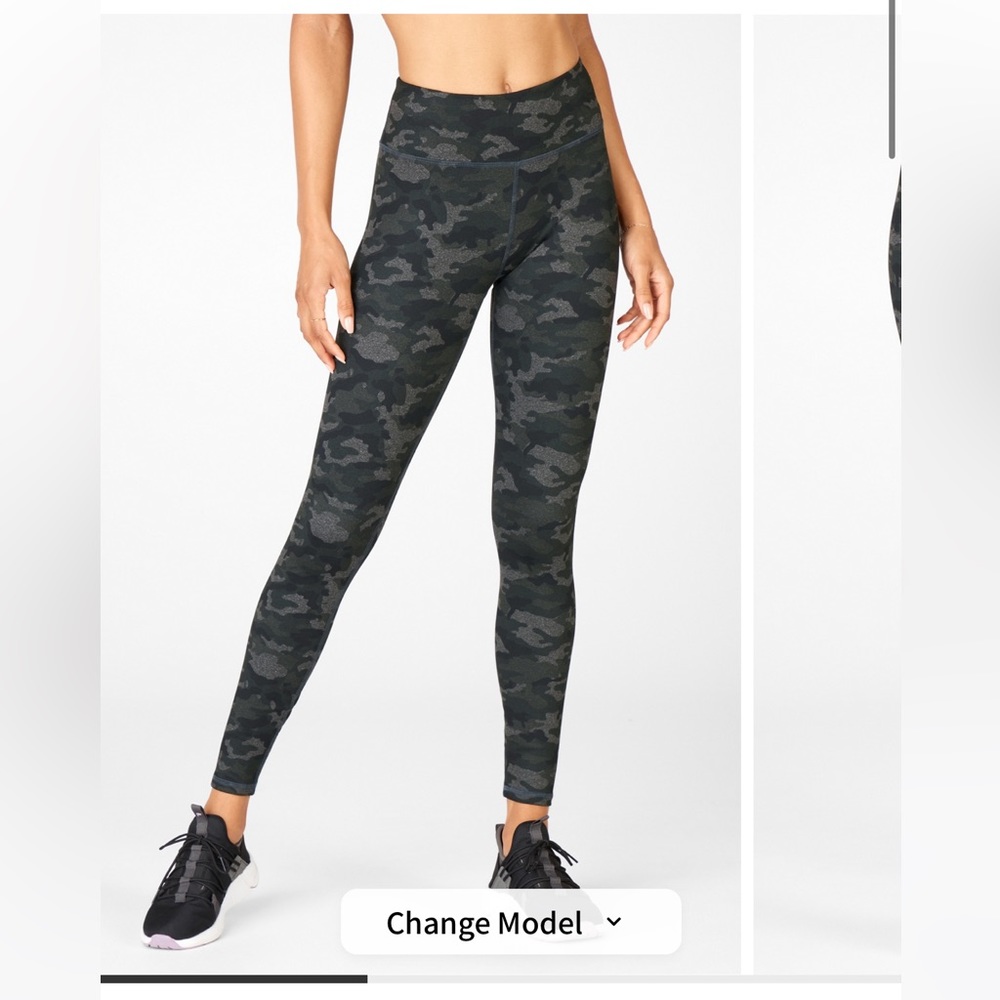 Fabletics Mid-Rise Charcoal Camo Leggings
